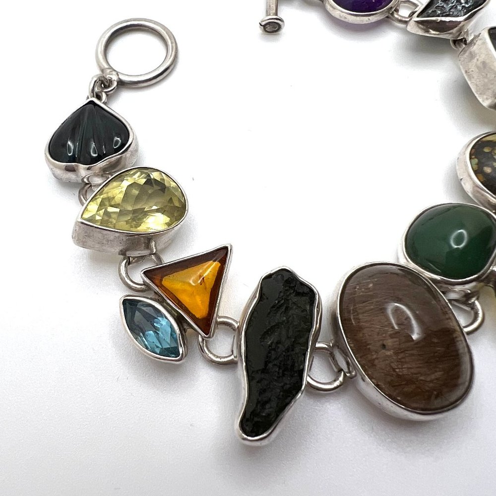 925 Chunky Gemstone Toggle Bracelet - image 4